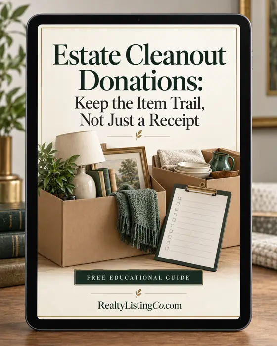 Estate Cleanout Donations: Keep the Item Trail, Not Just a Receipt — individual free educational guide cover