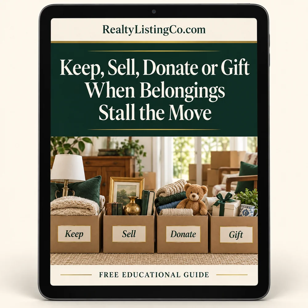Tablet cover for Keep, Sell, Donate or Gift When Belongings Stall the Move