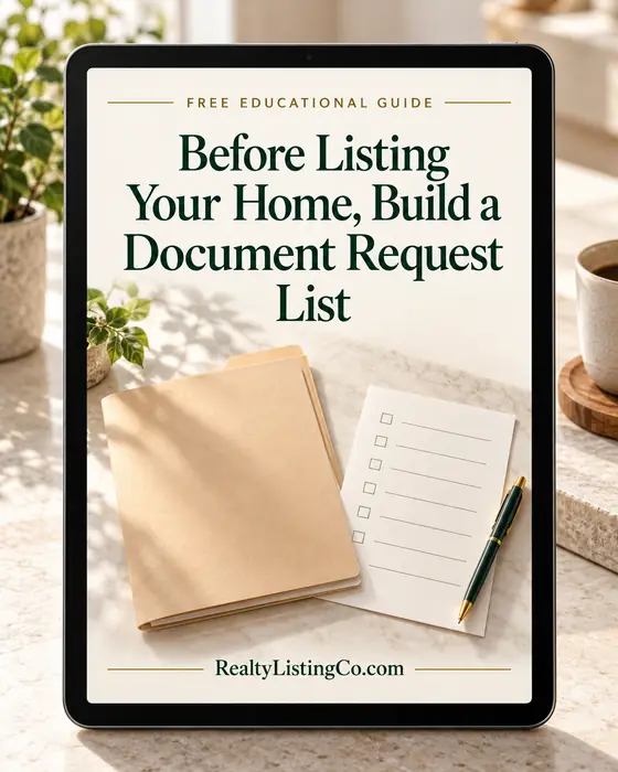 Before Listing Your Home, Build a Document Request List free educational guide cover