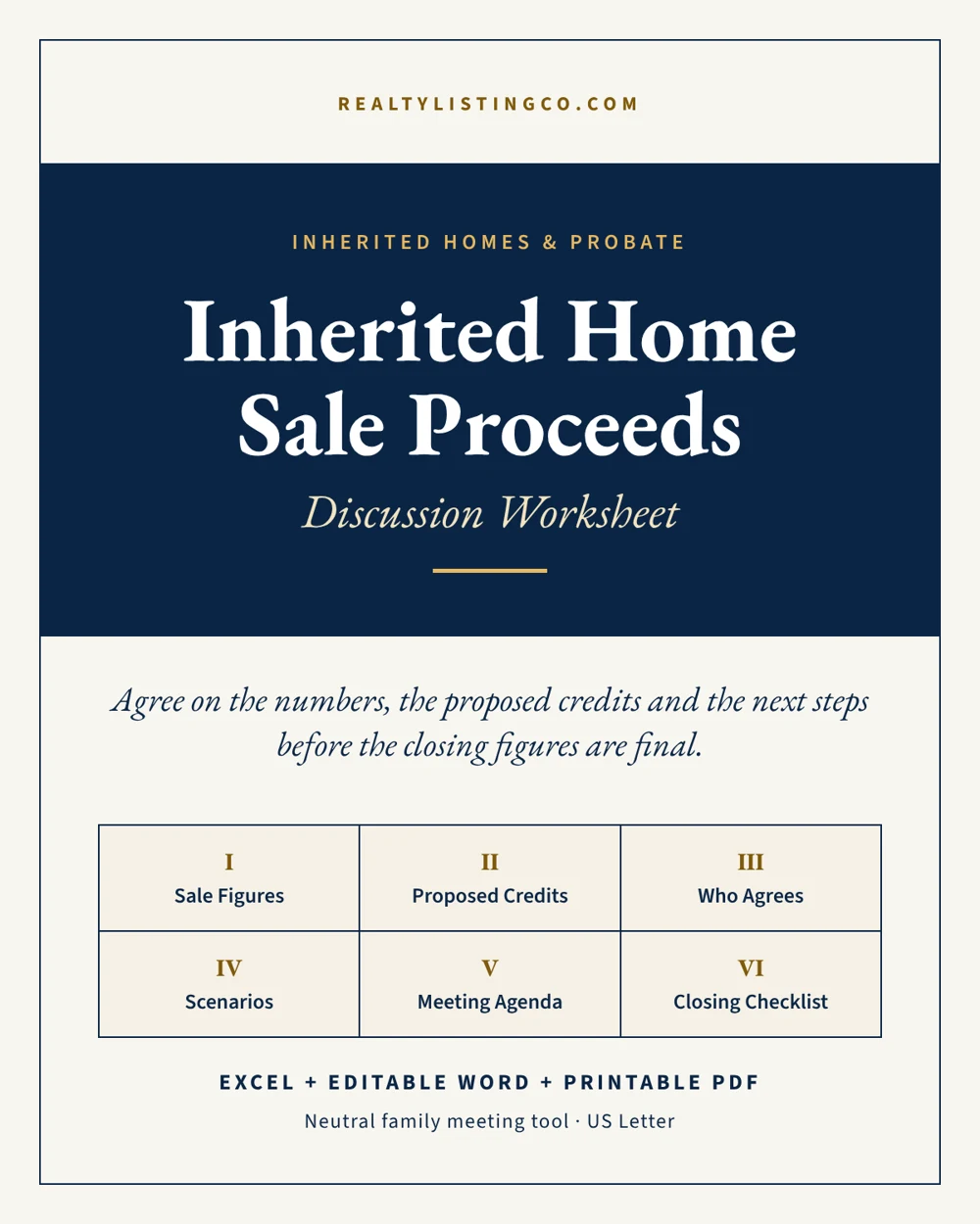 Inherited Home Sale Proceeds Discussion Worksheet cover