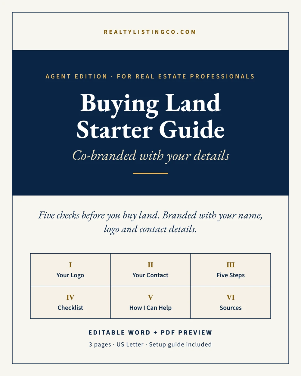 Agent Edition Buying Land Starter Guide cover