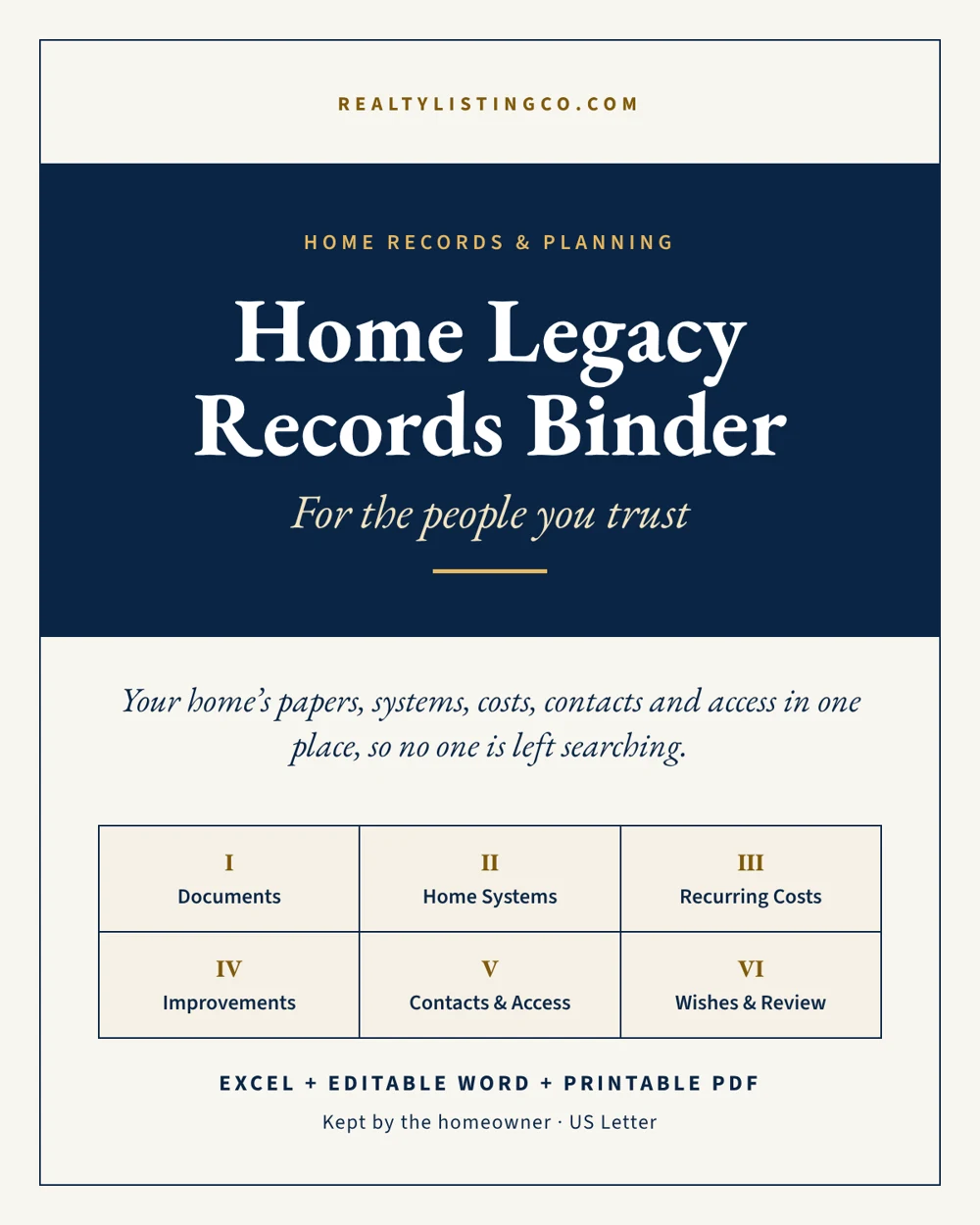 Home Legacy Records Binder cover