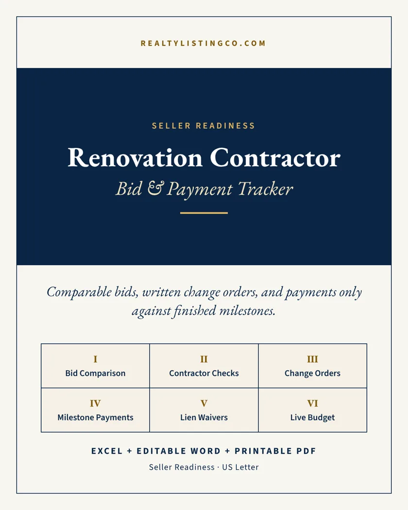 Home Renovation Contractor Bid & Payment Tracker concept cover
