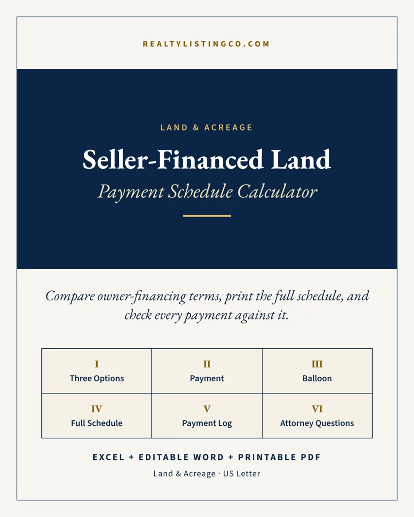 Seller-Financed Land Payment Schedule Calculator concept cover